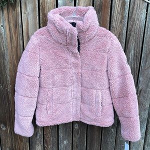 Calvin Klein XS Coat Faux Fur Jacket Pink Mauve Nwt Teddy Sherpa Lined New Zip